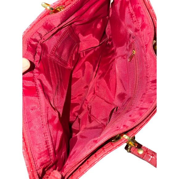 Longaberger Women's Large Tote Purse American Flag Pattern Gold Hardware Red - Picture 6 of 8